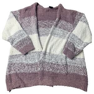 Torrid 4 Cozy Boucle Knit Striped Open Front Cardigan Sweater Plus 26/28